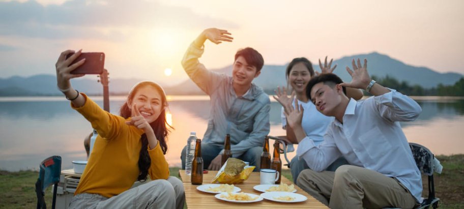 Happy Friends taking selfie in the Friendship Day