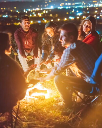 Group of friends enjoying the best friend day on midnight